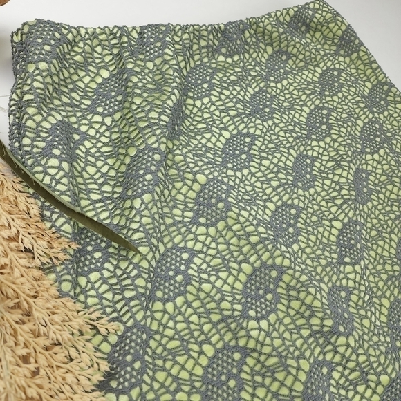 Mossimo Green Gray Laced Embroidered Skirt Sz M - Picture 3 of 7